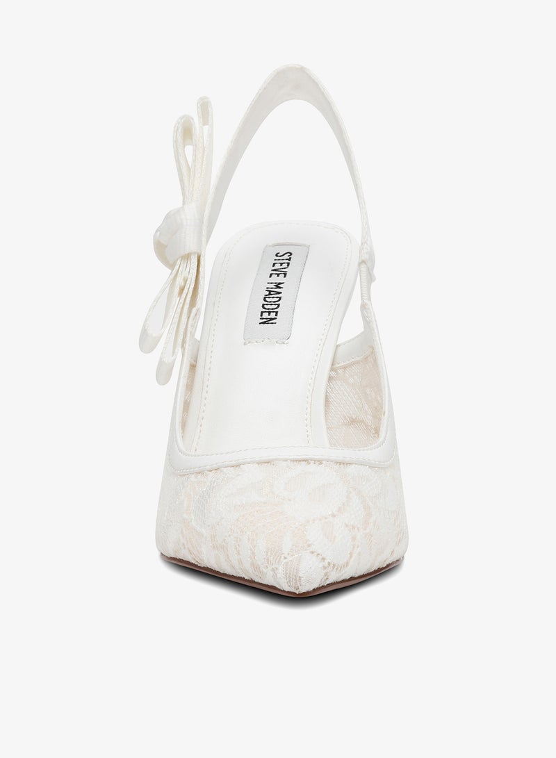 ستيف مادن حذاء بكعب ستيليتو أبيض أنيق بحمالة خلفية من الدانتيل - Image 2